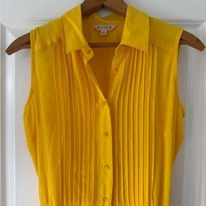 Nanette Lepore Canary Yellow Collared Midi Dress Size 2 with Sash Belt